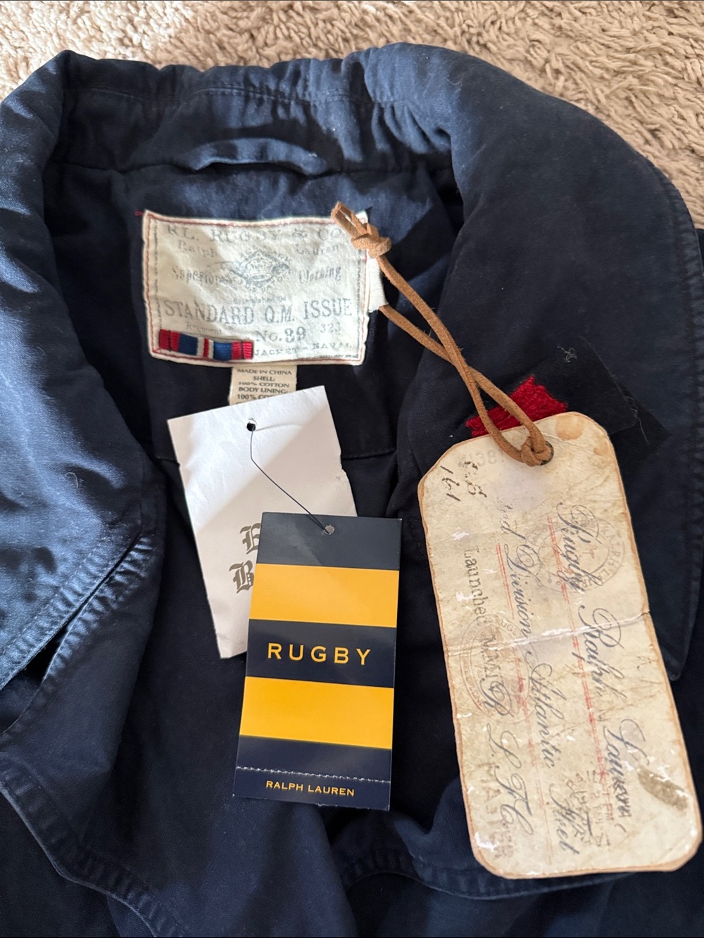Ralph Lauren Navy Rugby Jacket with Brass Accent Tag - Picture 2 of 4